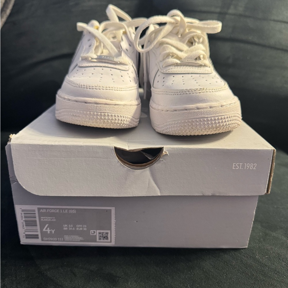 Kids White Nike Air Force 1 Shoes